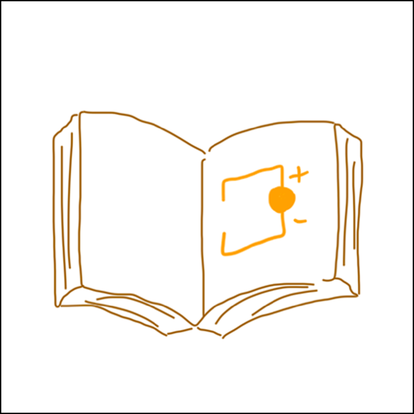 1/2 Mapped out circuit for the battery placed on the book