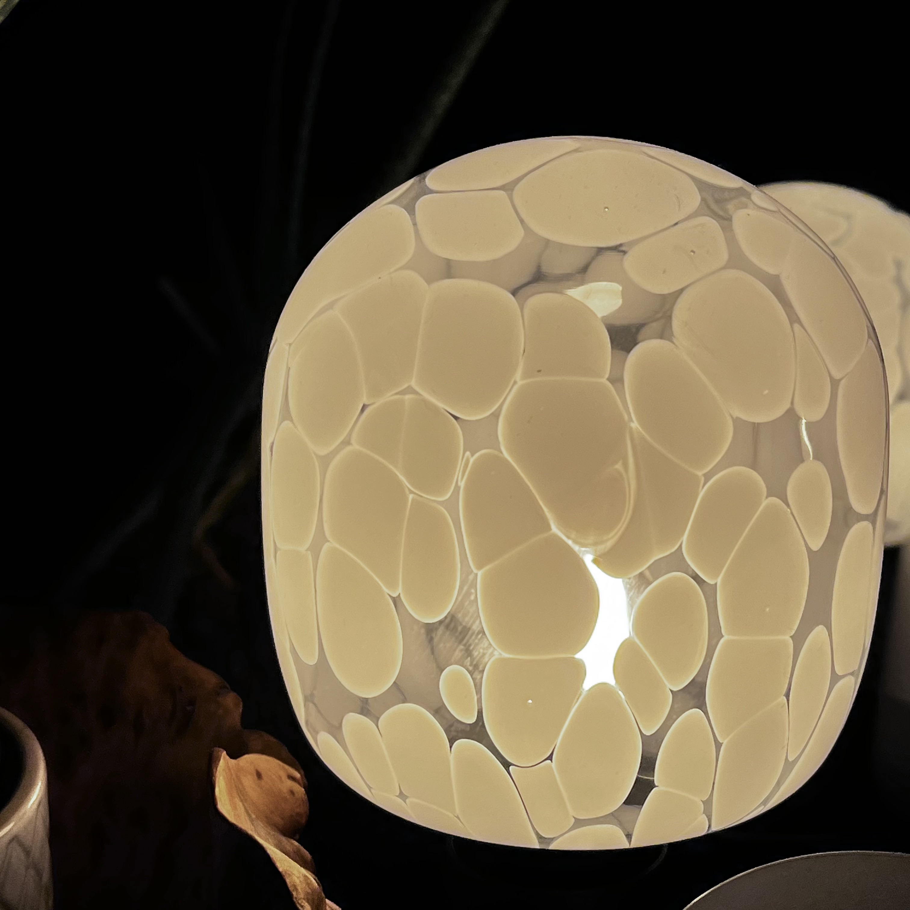 close shot of glassblown lamp