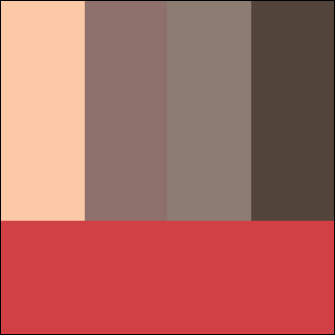 the first iteration of the colour palette chosen from the image of burning embers, in order of left to right, top to bottom: land, road, greenspace, land, water