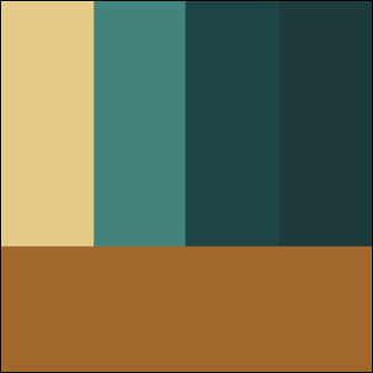 the first iteration of the colour palette chosen from the photo of Chukchi sea in Alaska, in order of left to right, top to bottom: land, road, greenspace, land, water