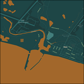 In my previous map of the neighbourhood with the field, I switched the colours for land and water but it was more experimental with no intention. In this map, my colour choices for land and water being opposite (although in the image the warmer colours are the water and the cooler colours are the ice) were influenced by global warming. As the map is of Alaska, I wanted to choose cooler tones for the land, and the warmer colour was used for the water to denote the impact of global warming on rising water levels.
