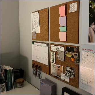 Photos taken around my room inspiring the data selfie visualization: My work station